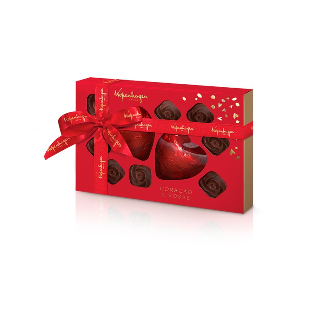 Corações e Rosas De Chocolate Kopenhagen 280g Nova Flor