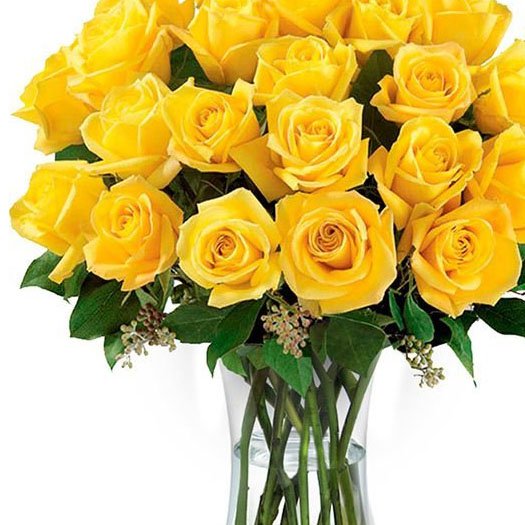 Luxuosas 24  Rosas Amarelas no Vaso