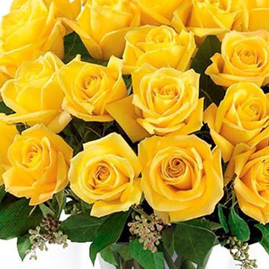 Luxuosas 24  Rosas Amarelas no Vaso
