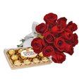 Buquê de 12 Rosas Vermelhas e Ferrero