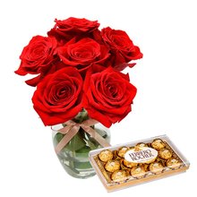 Surpresa de Rosas Vermelhas Colombianas e Ferrero