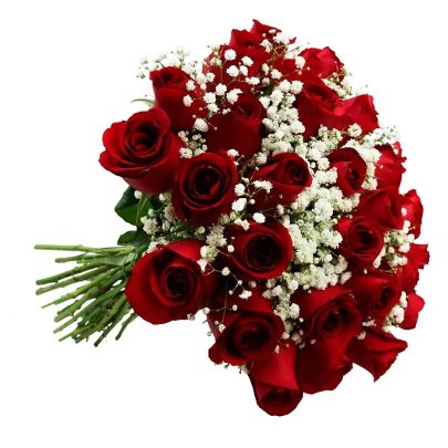 Buquê de 30 Rosas Vermelhas com Gypsophila | Nova Flor