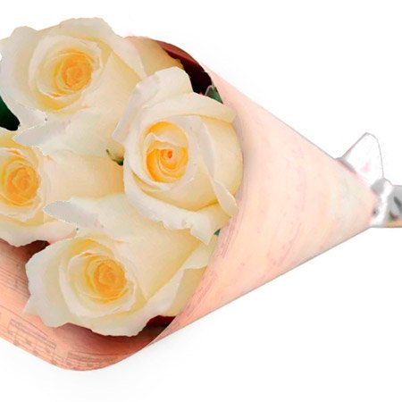 Buquê de 4 Rosas Brancas