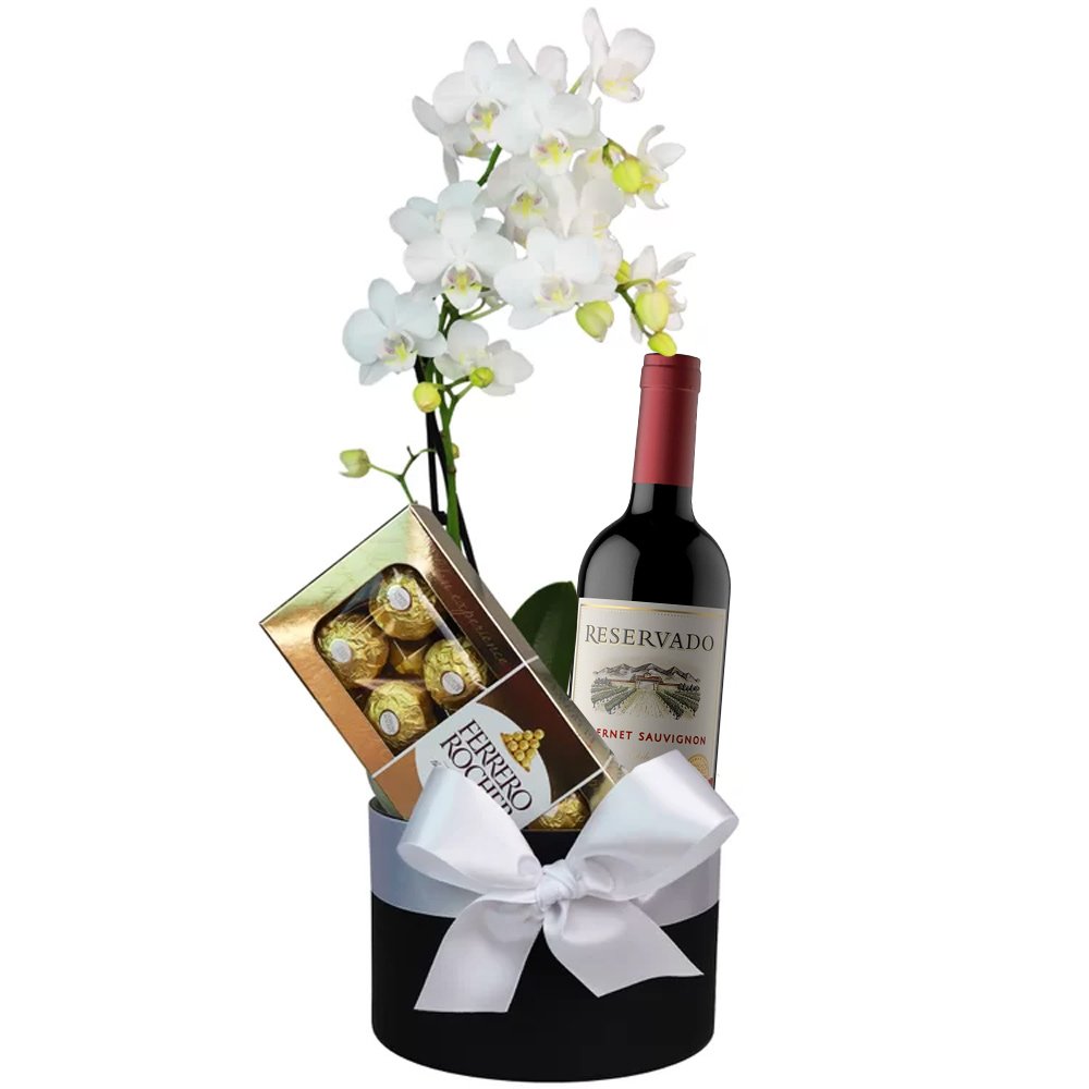 Sofisticada Mini Orquídea Branca e Vinho