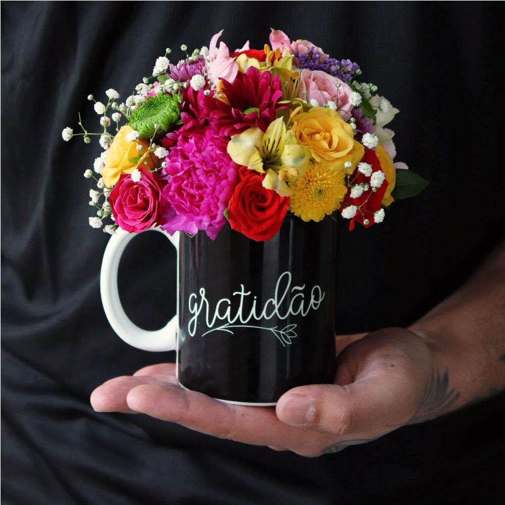 Flores na Caneca Gratidão
