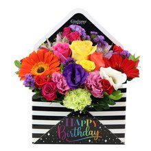 Flores no Envelope Happy Birthday