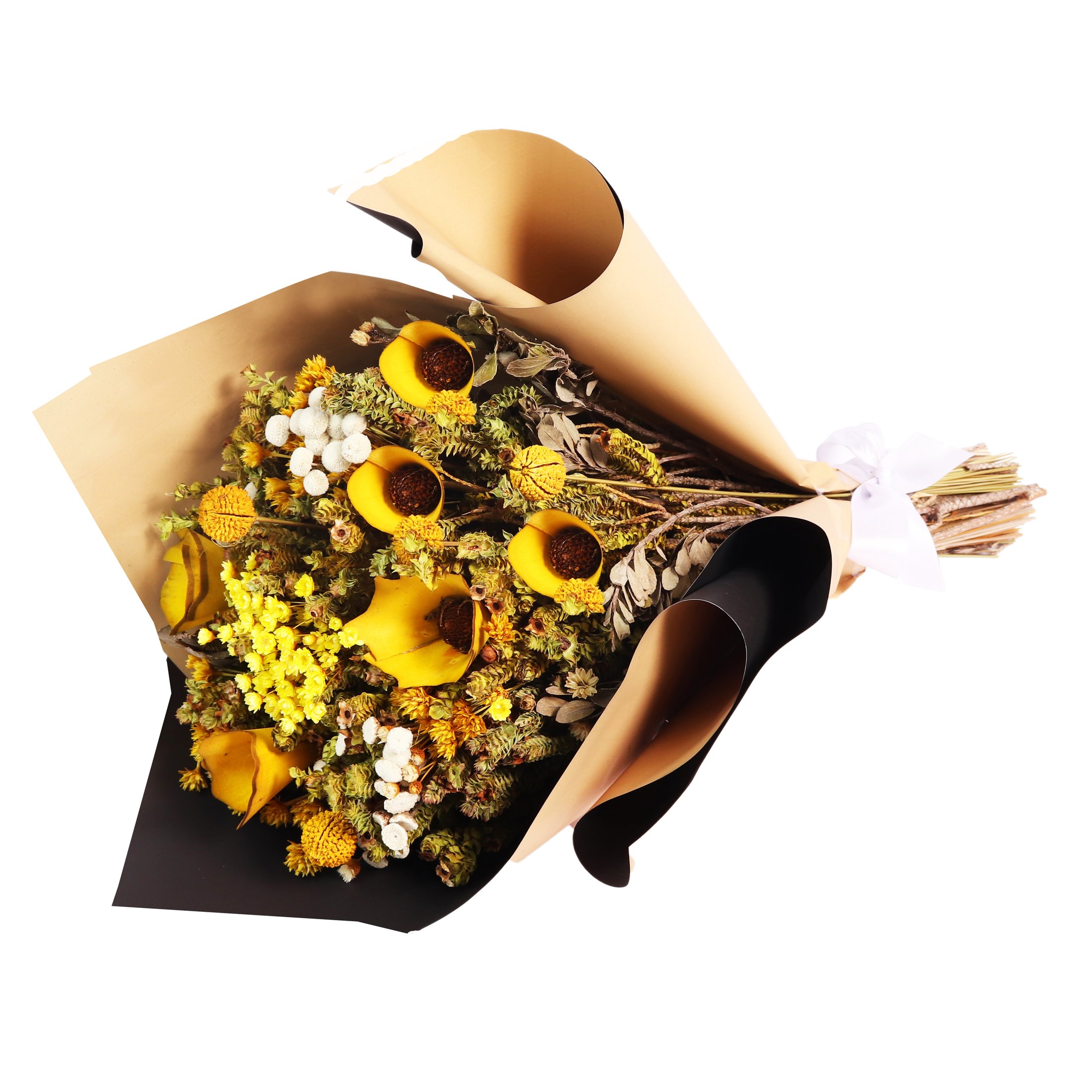 Buquê Mix de Flores Secas Amarelas