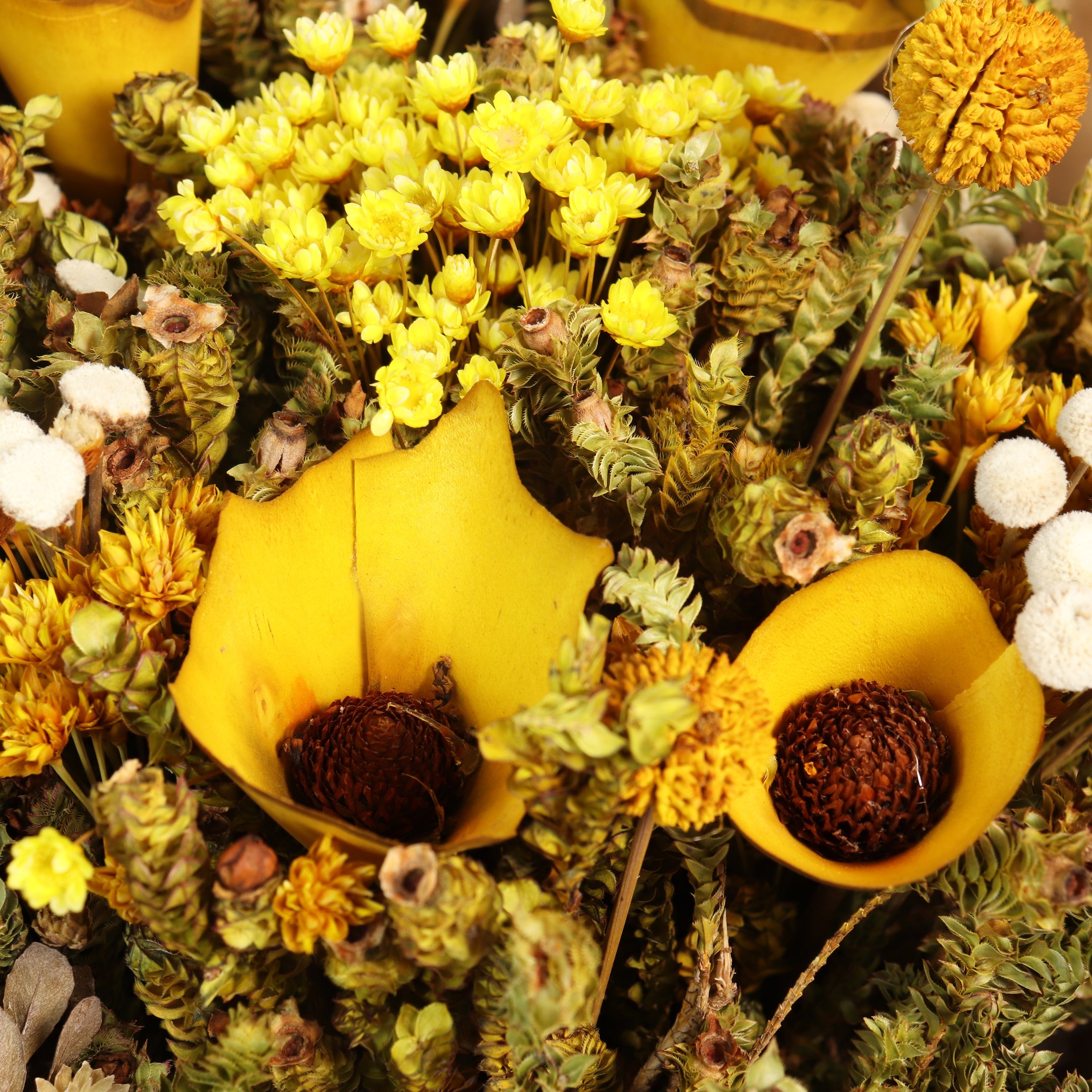 Buquê Mix de Flores Secas Amarelas