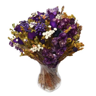 Vaso com Mix de Flores Secas Roxo