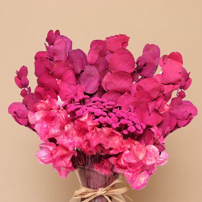 Vaso com Amistosas Flores Secas Pink