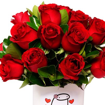 Rosas Vermelhas no Box Ilustrado Amo Muito