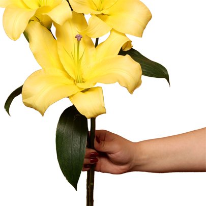 Lírio Amarelo Personalize - Galho com 3 Flores