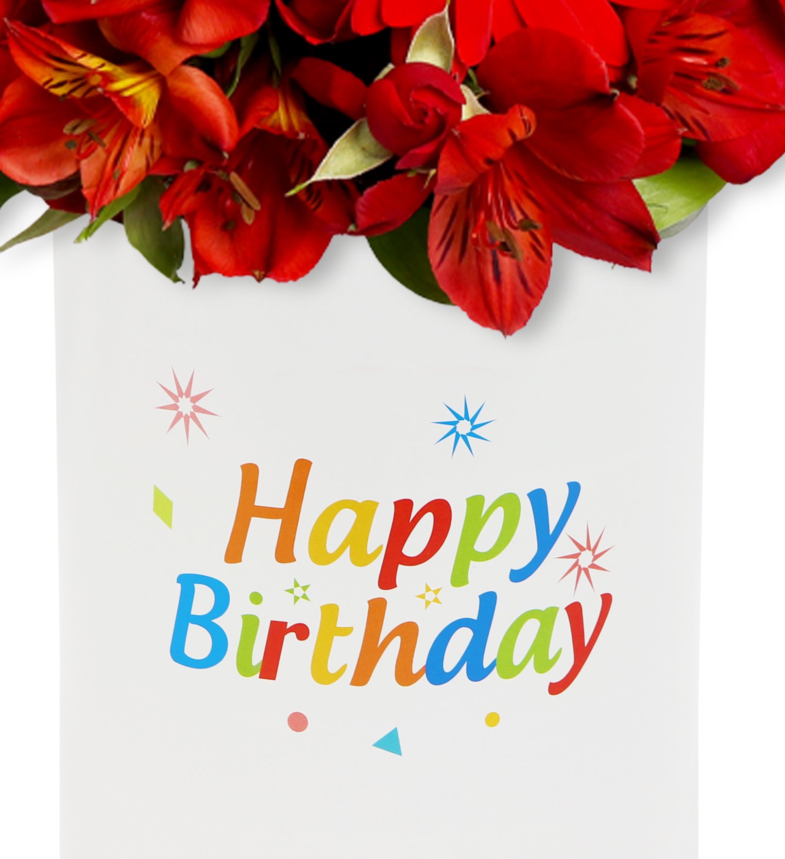 Delicadas Rosas Vermelhas e Astromélias no Box Aniversário