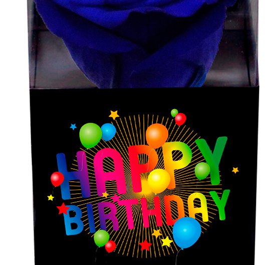 Rosa Encantada Azul Happy Birthday