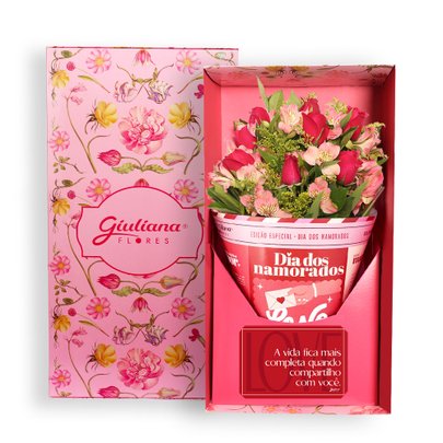 Buquê Maravilha com Rosas Pink no Box Dia dos Namorados