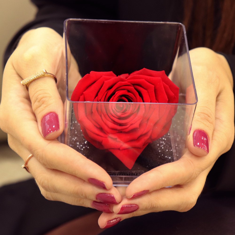 Mini Box com Coração de Rosa Encantada Vermelha