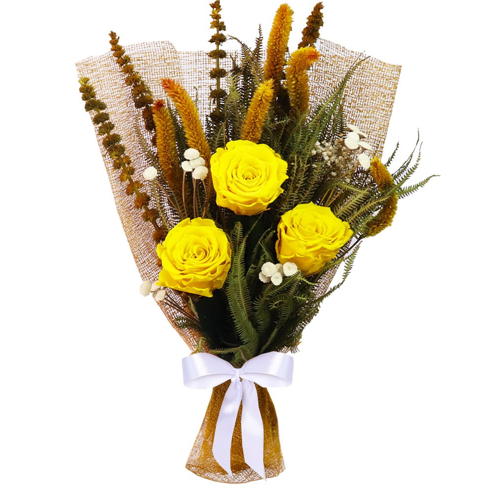 Célebre Buquê de Rosas Encantadas Amarelo