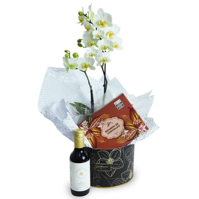 Kit Mini Rara Branca e Vinho Violette e Bombom Giuliana Flores