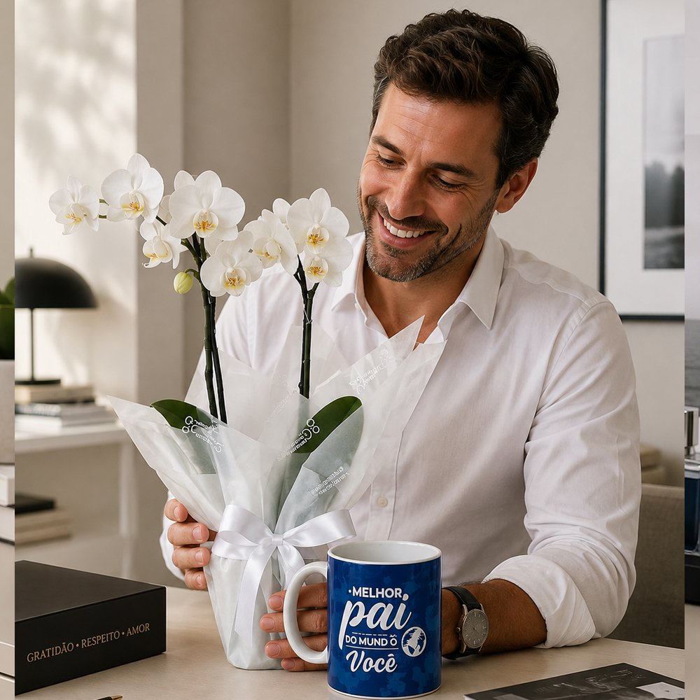 Mini Orquídea Rara Branca na Caneca