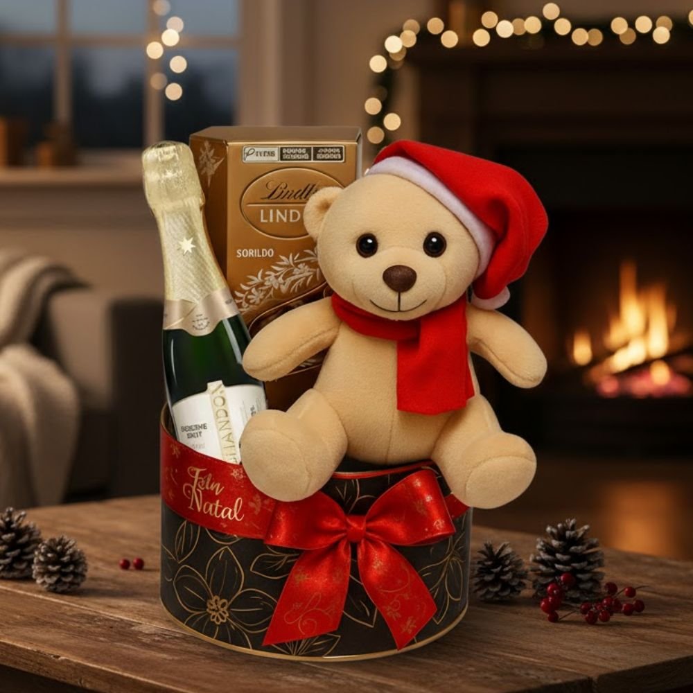 Kit Natalino com Urso e Chandon e Lindt