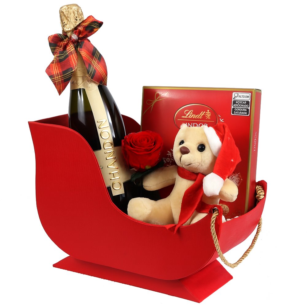 Kit Trenó de Natal com Bela Rosa Encantada