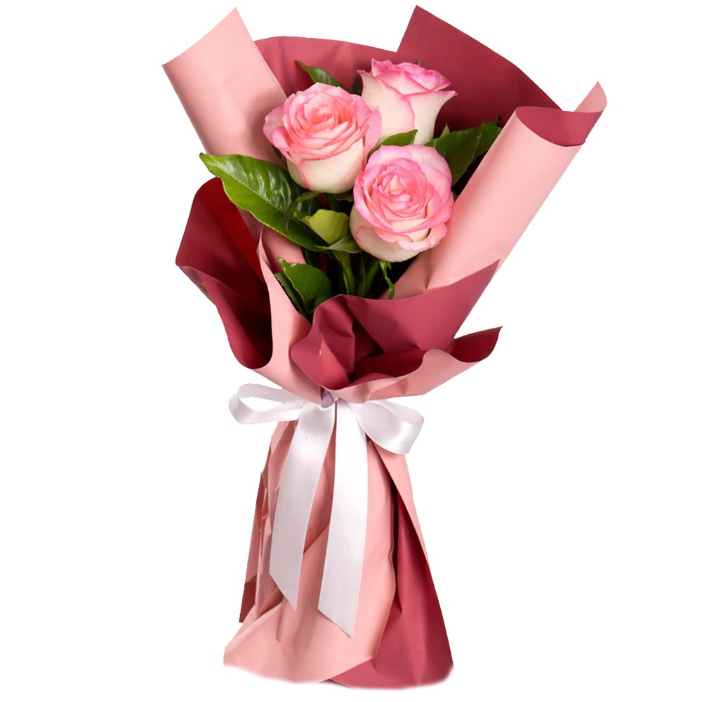 Buquê Trio de Rosas Cor de Rosa