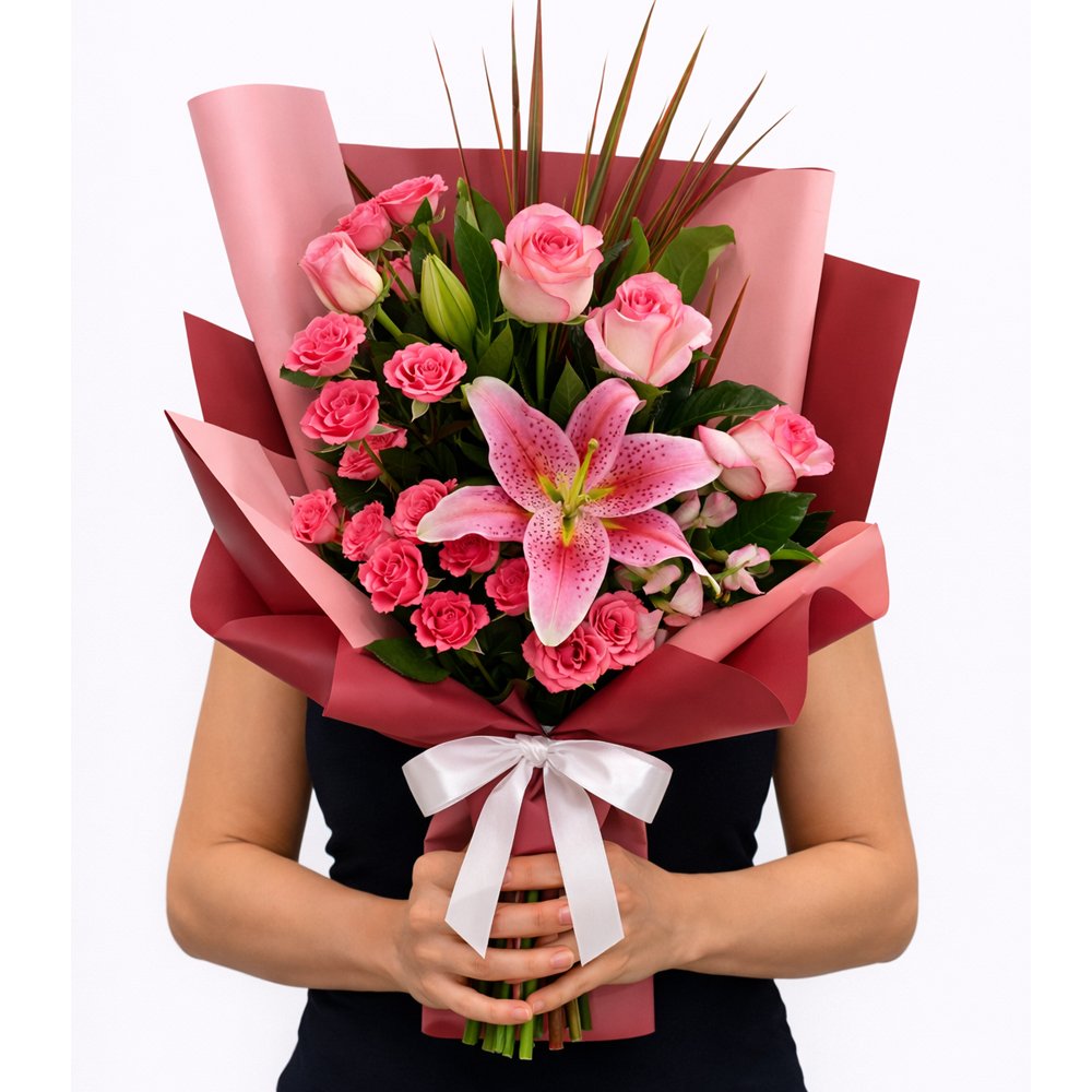 Buquê de Flores Cor de Rosa Majestade