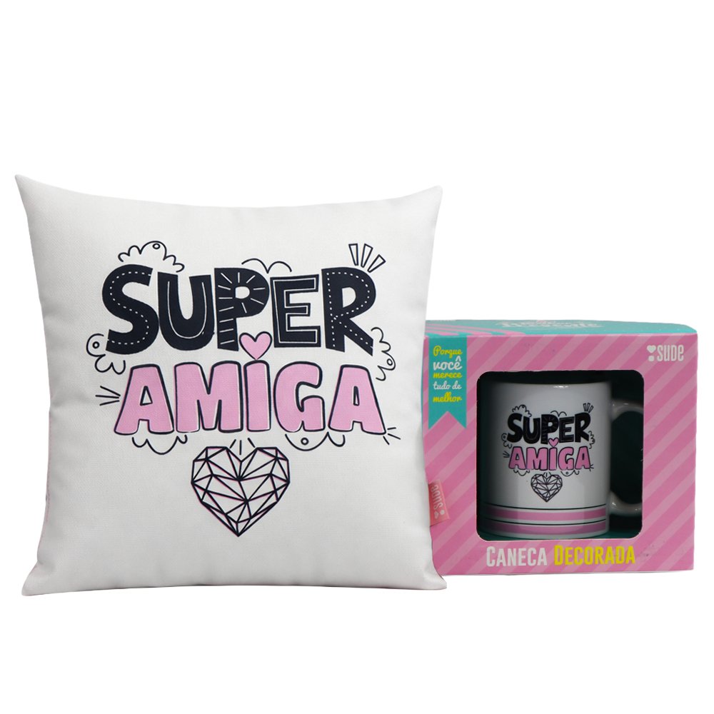 Caneca e Almofada Super Amiga