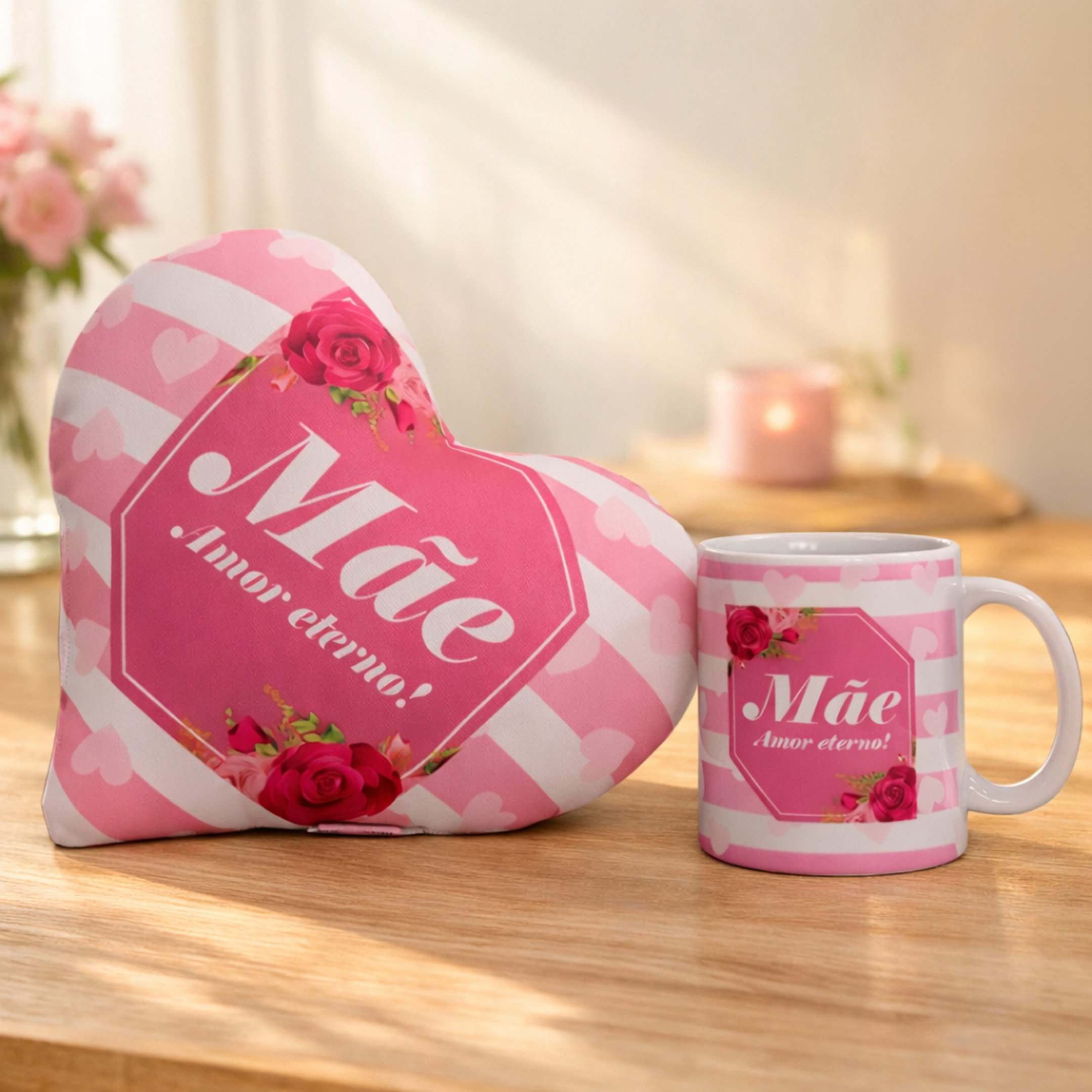 Caneca e Almofada Mãe Amor Eterno