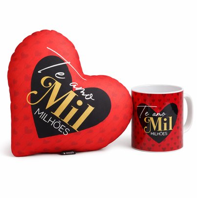 Caneca e Almofada Te Amo Mil Milhões