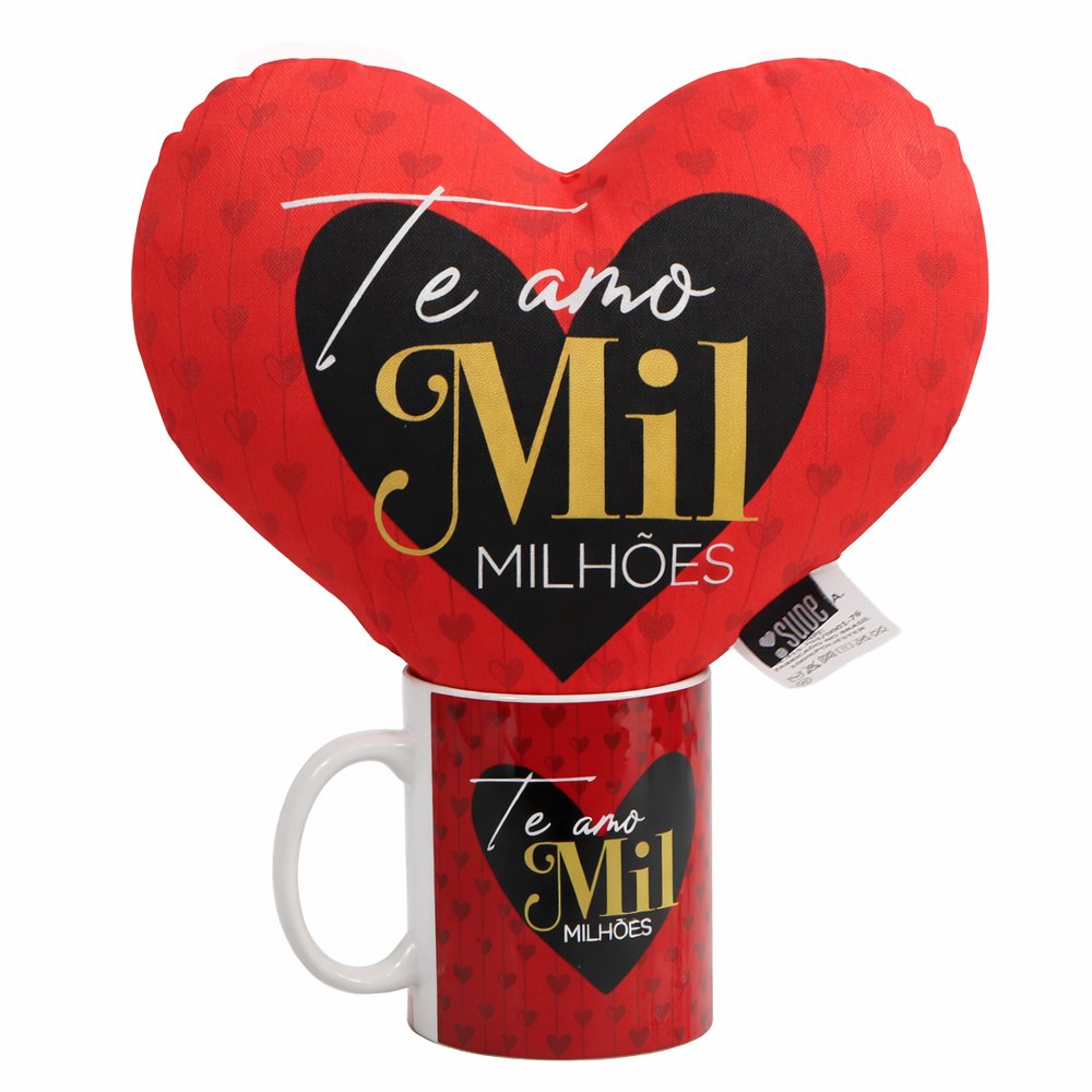 Caneca e Almofada Te Amo Mil Milhões