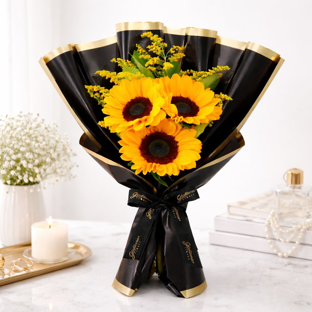 Radiante Buquê de 3 Girassóis