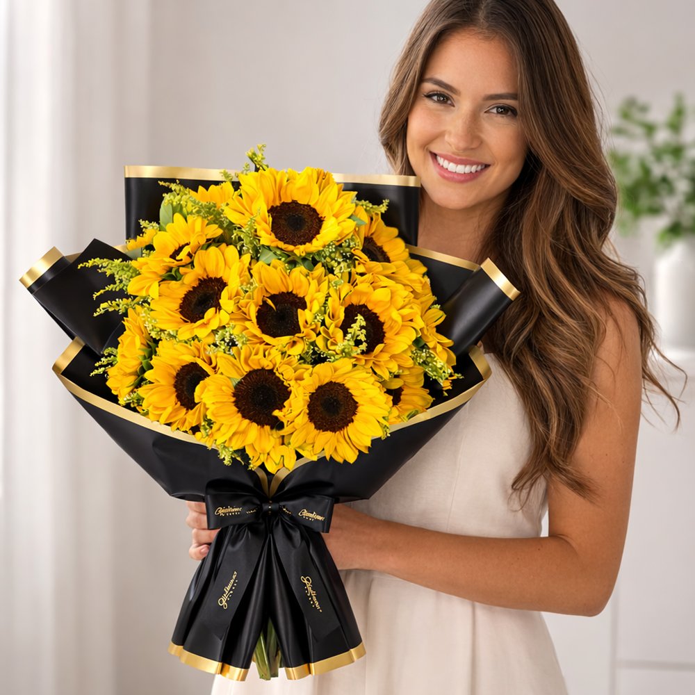 Radiante Buquê de 12 Girassóis