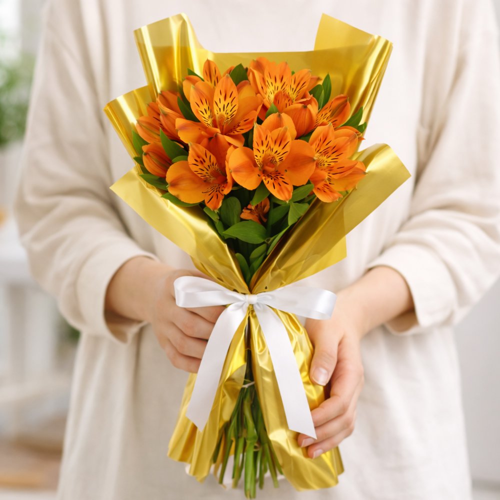 Buquê de Astromélias Laranja - Serenidade