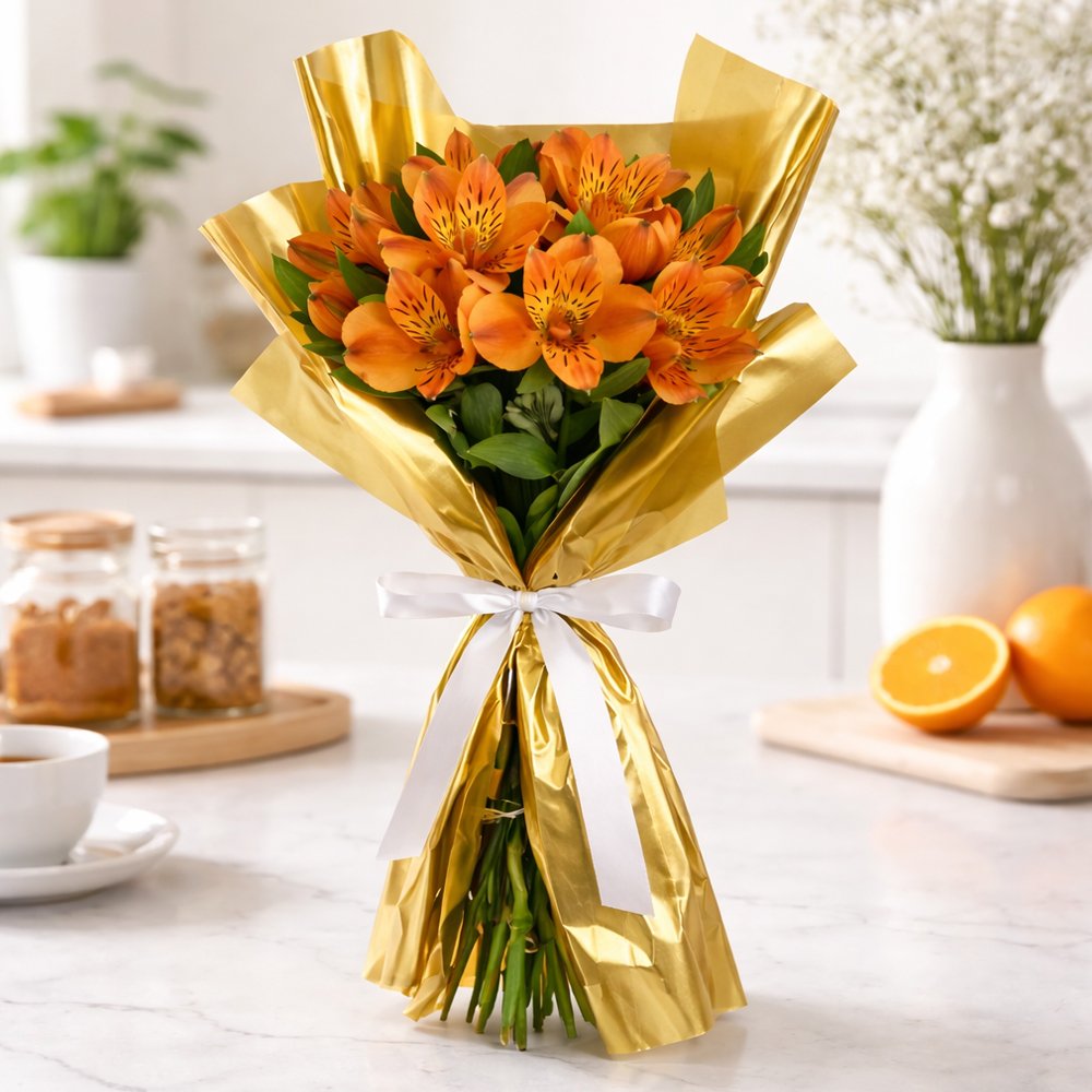 Buquê de Astromélias Laranja - Serenidade