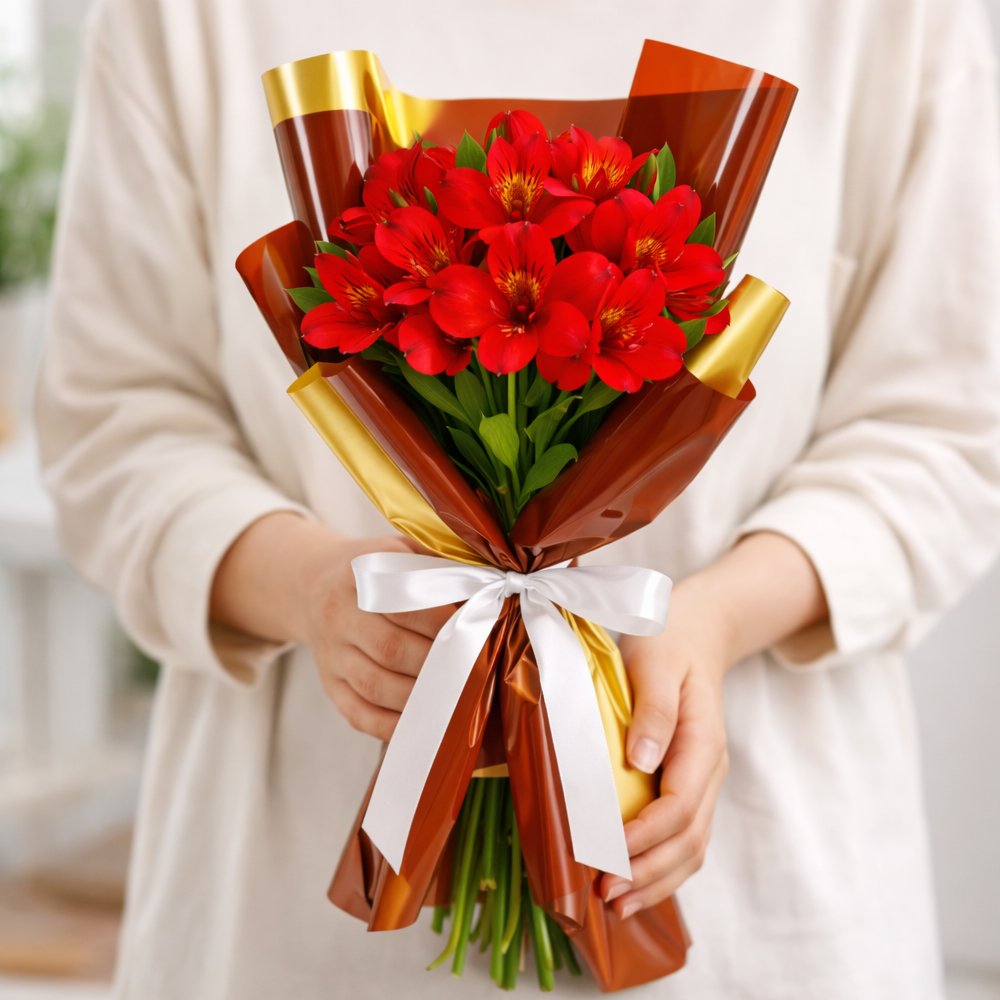 Buquê de Astromélias Vermelhas - Serenidade