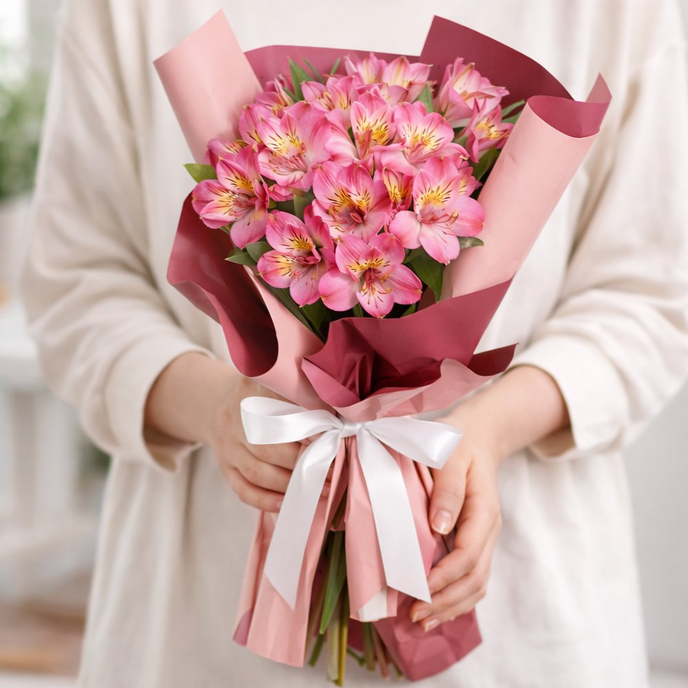 Buquê de Astromélias Cor de Rosa - Serenidade