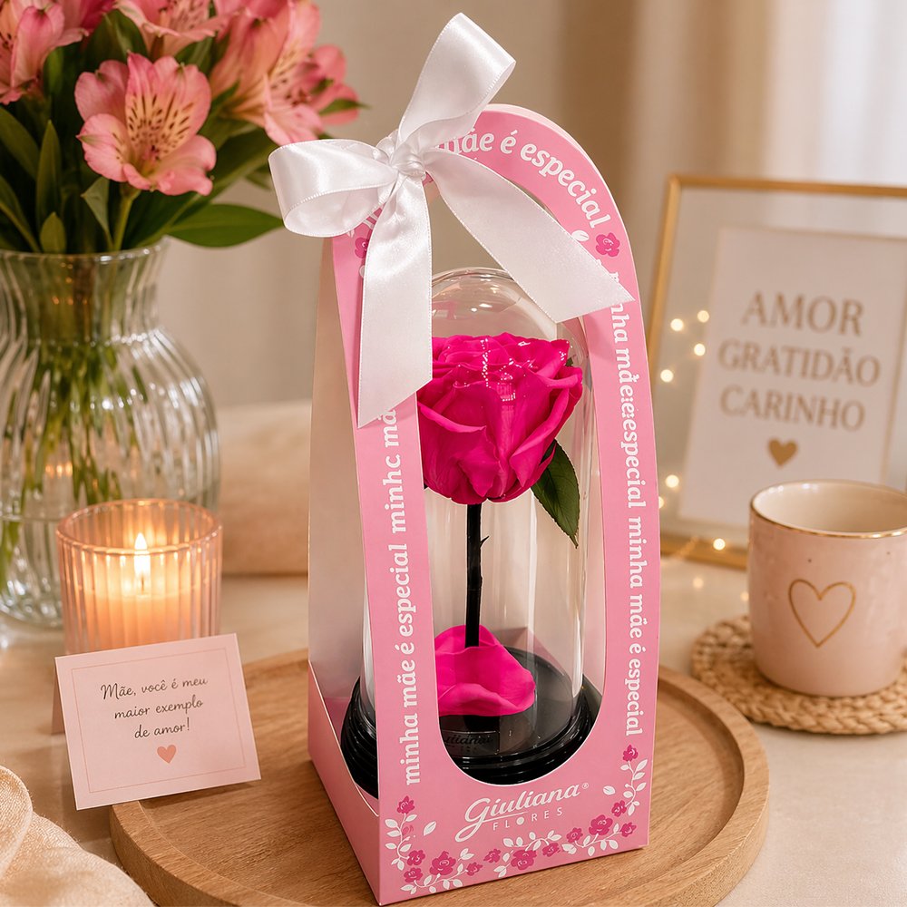 A Bela Rosa Encantada Pink - Mãe Laço de Amor