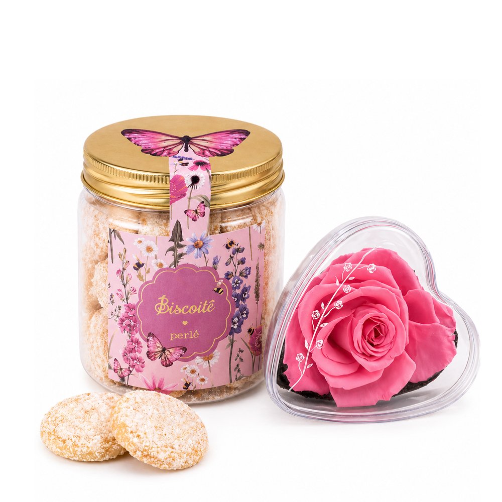 Mini Coração Encantado Cor de Rosa e Perle Biscoitê