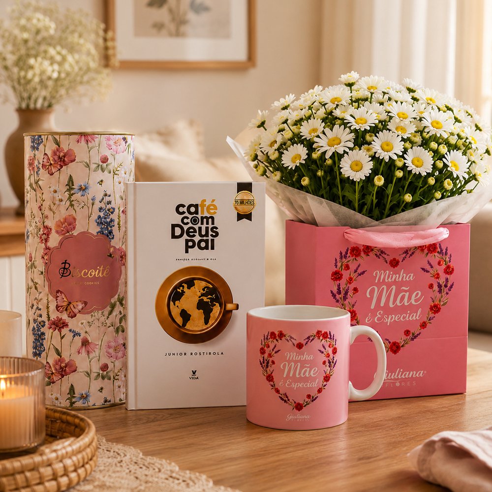 Kit Minha Mãe é Especial com Biscoitê e Livro Café com Deus Pai