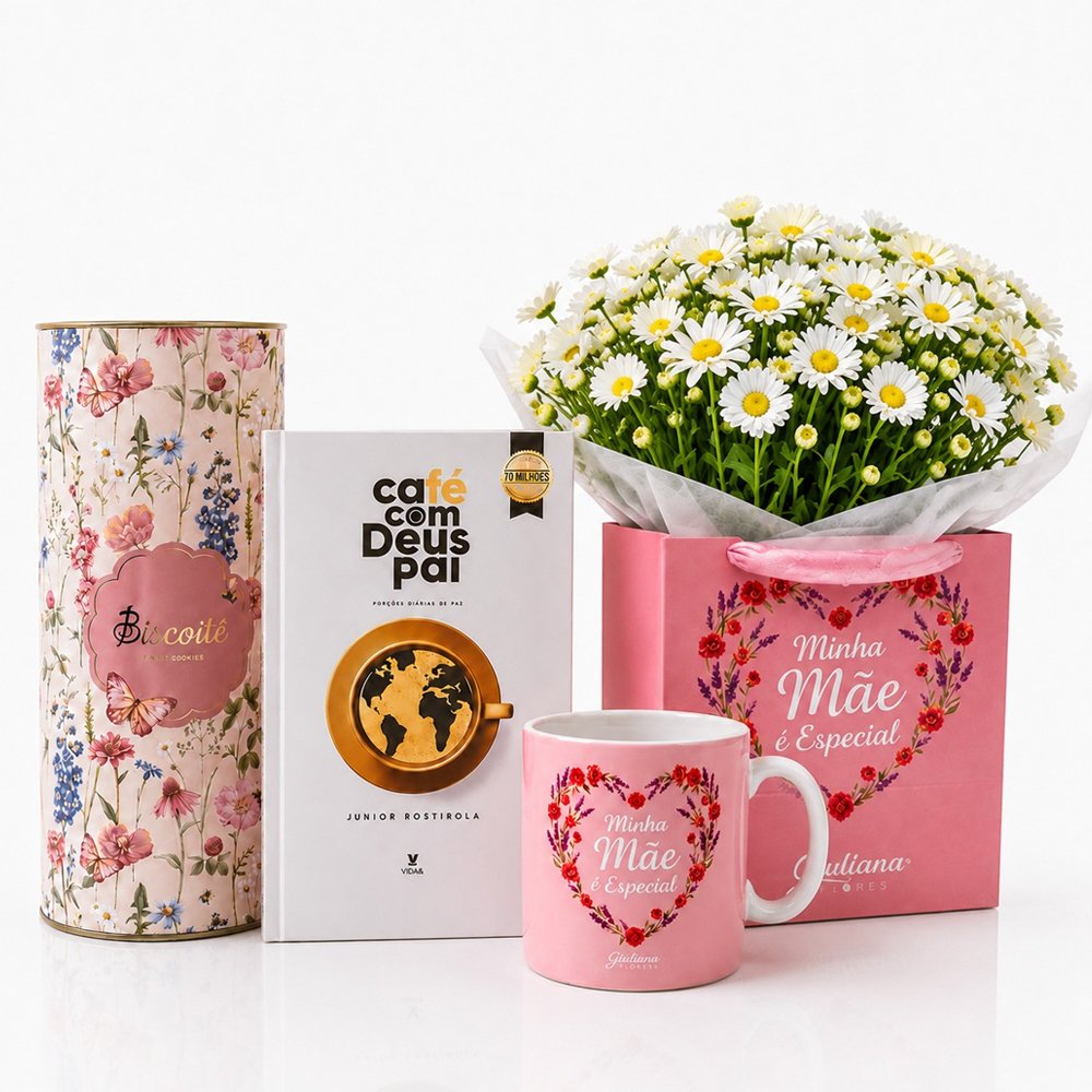 Kit Minha Mãe é Especial com Biscoitê e Livro Café com Deus Pai