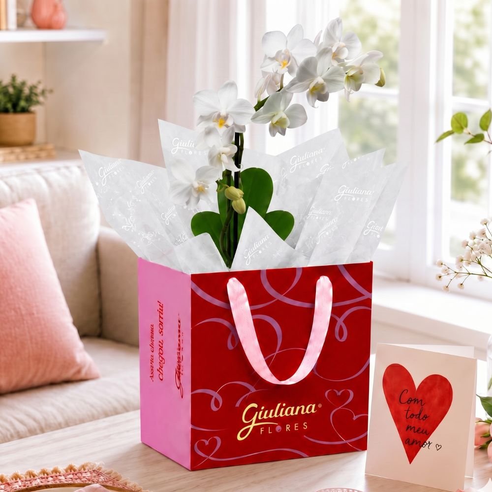 Mini Orquídea Rara Branca na Bag Love