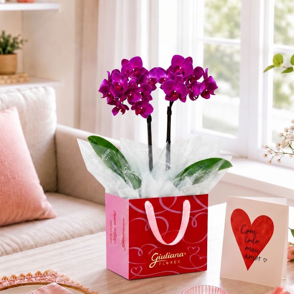 Mini Orquídea Rara Lilás na Bag Love
