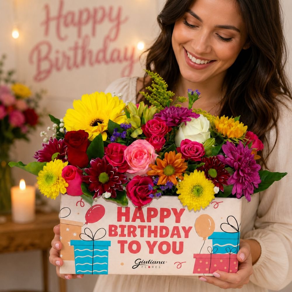 Arranjo de Mix de Flores Happy Birthday to You
