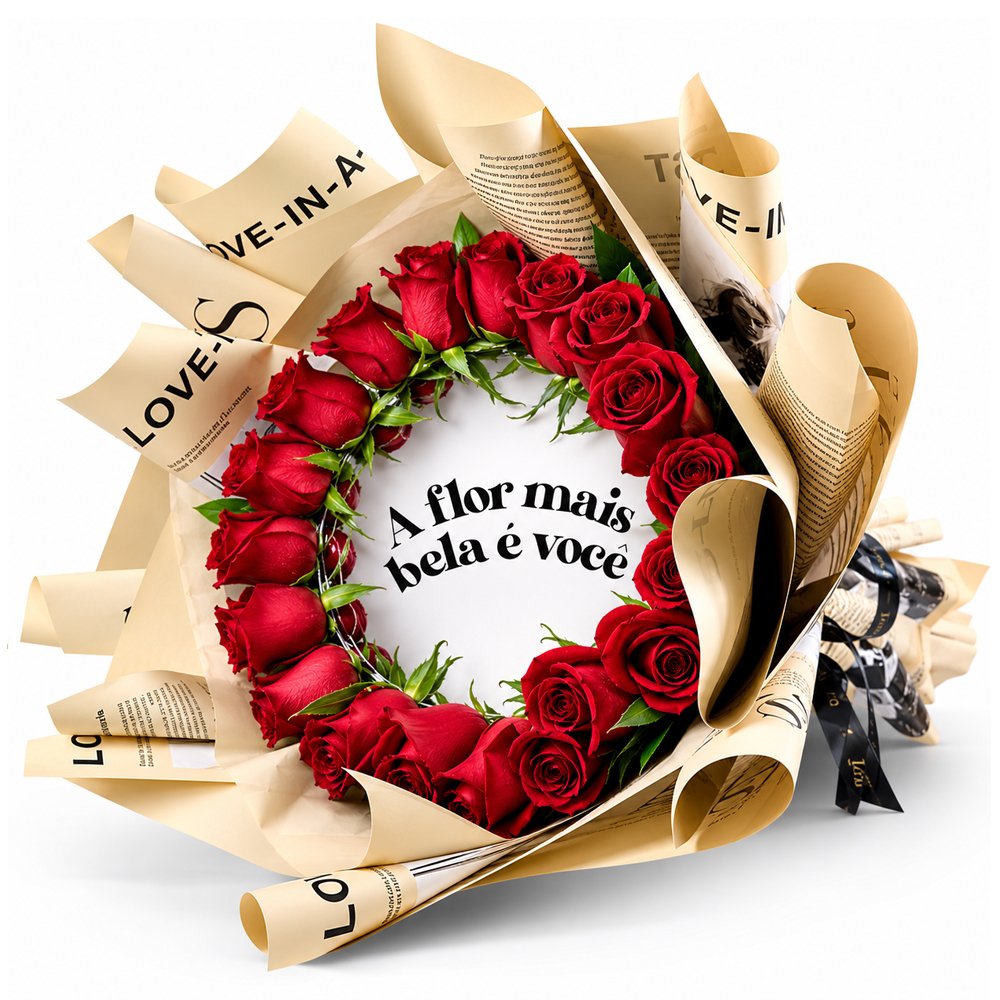 Buquê Espelhado com Rosas Vermelhas