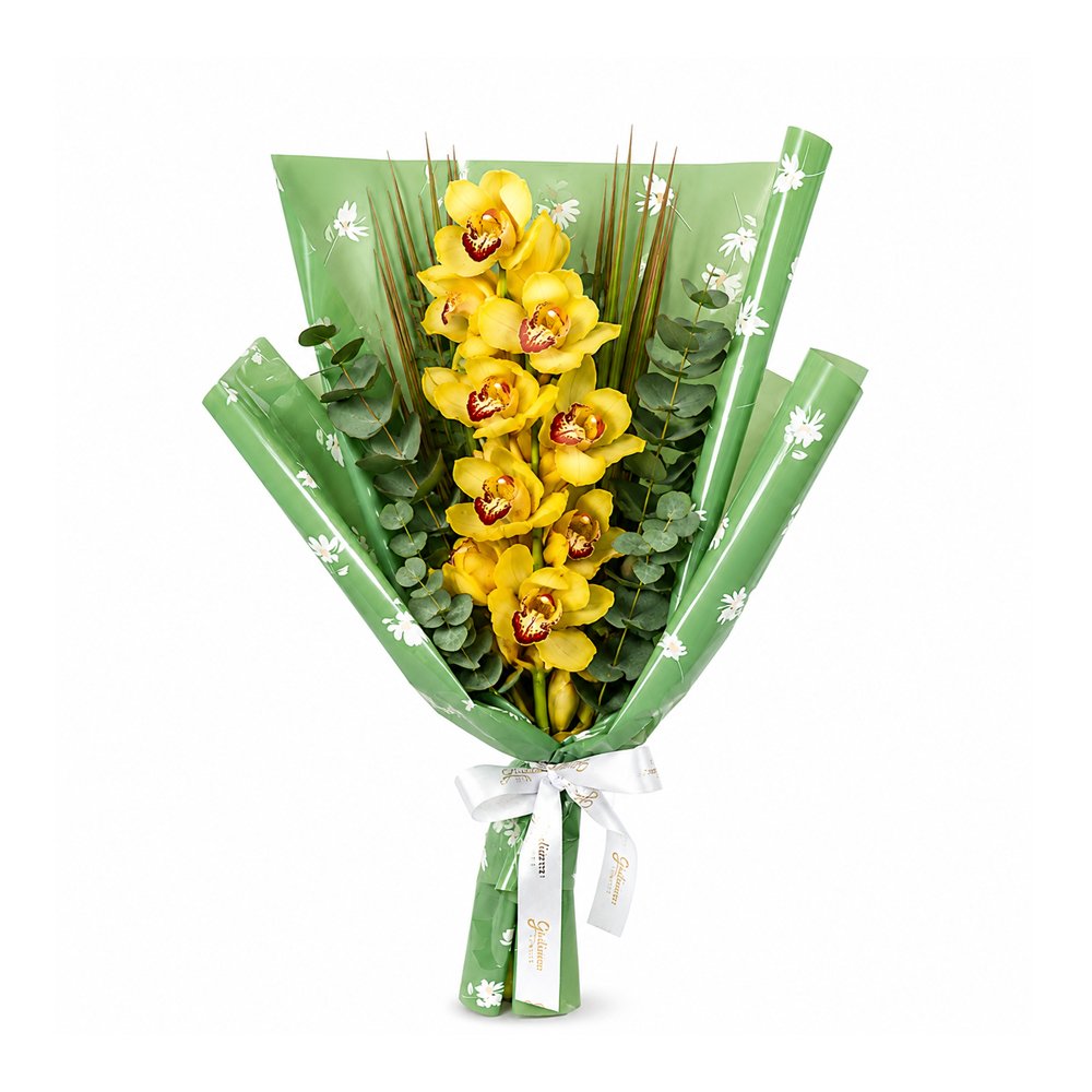Mini Buquê de Orquidea Cymbidium Amarela