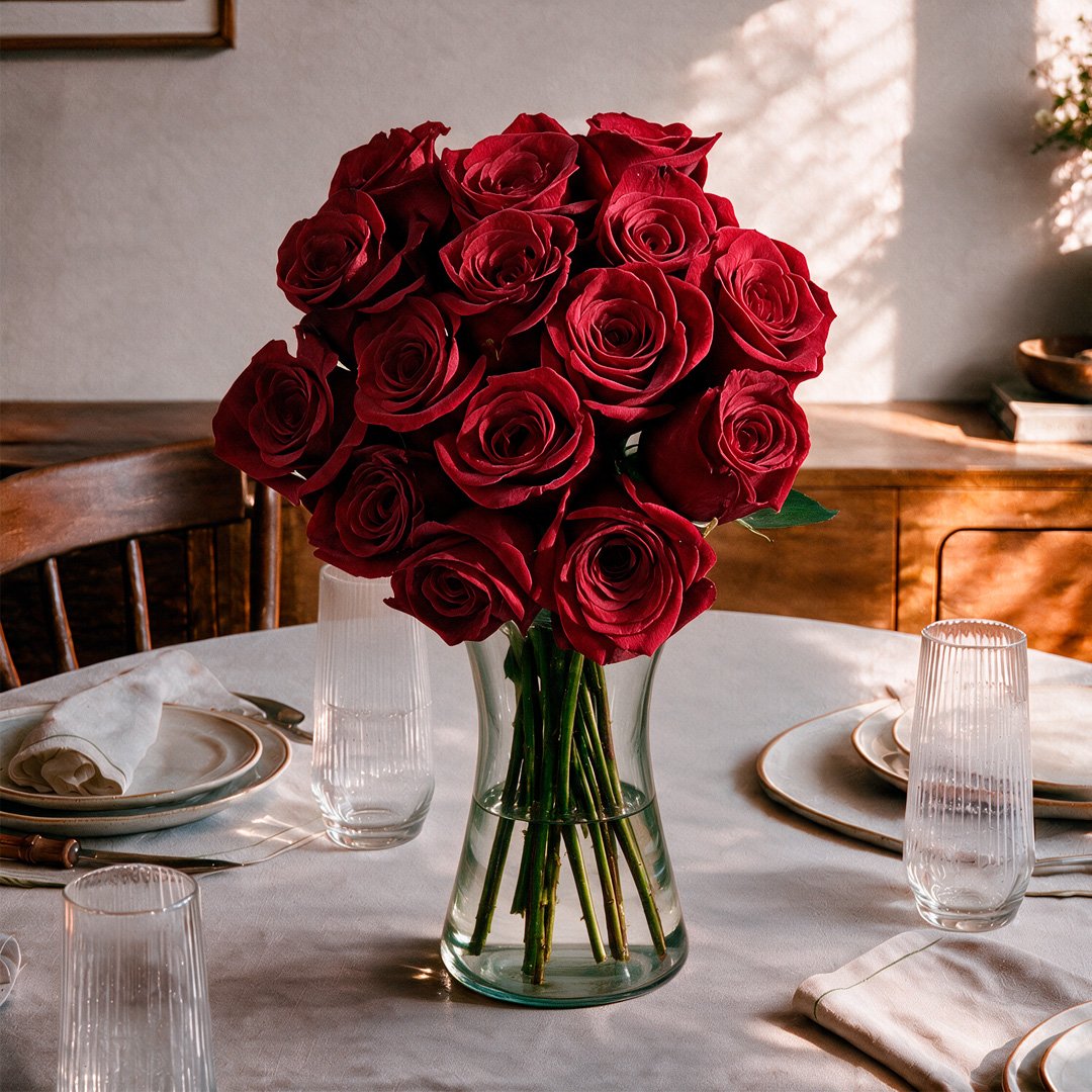 Arranjo de 15 Rosas Colombianas Vermelhas