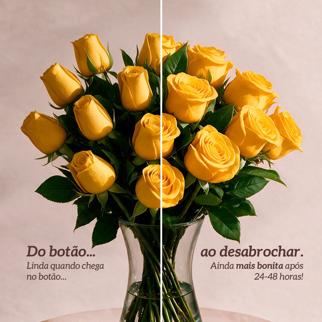Arranjo Serenidade com 12 Rosas Amarelas
