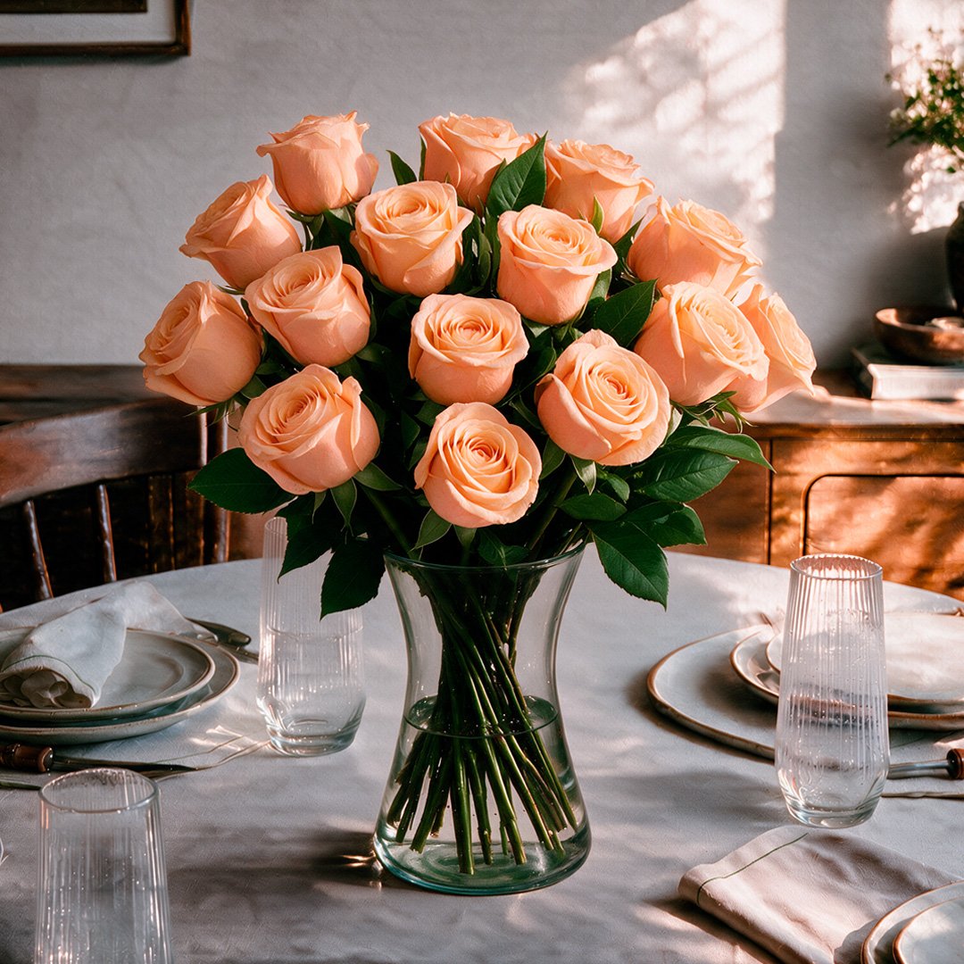 Arranjo Serenidade com 12 Rosas Champanhe