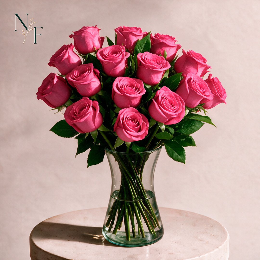 Arranjo Serenidade com 12 Rosas Pink